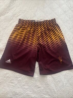 Adidas ASU Sun Devils Basketball Shorts Mens L Maroon Gold